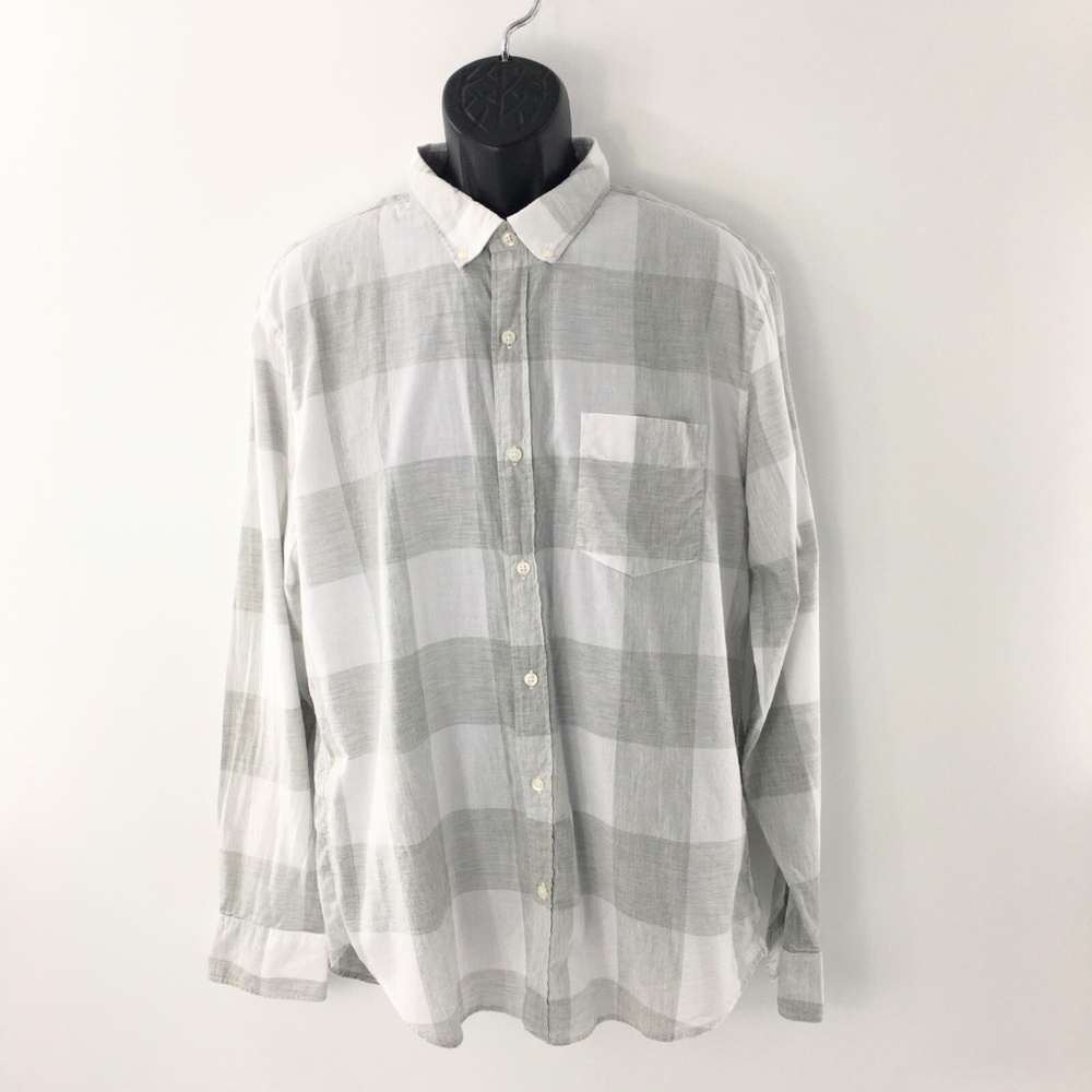 Bonobos Mens Shirt Slim Fit Button Down Gray Plaid Long Sleeve Cotton Sz XL